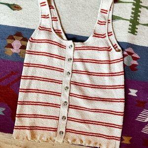 Madewell Striped Button-Down Knit Tank Top XS